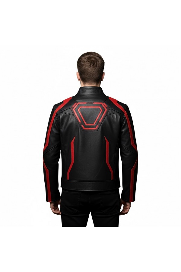 TRON Ares Inspired Black & Red Leather Jacket