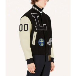 FW22 Louis Vuitton Black and White Varsity Bomber Jacket