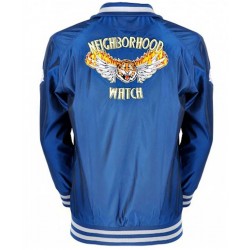 Blue Neighborhood Watch Jacket – Satin Bomber Style