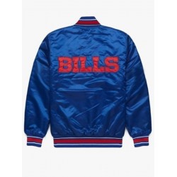 Bills Gameday Bomber Satin Blue Jacket