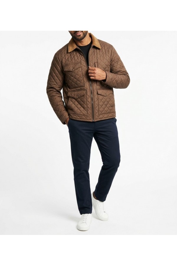 Kevin Costner Yellowstone Season 4 John Dutton Brown Quilted Jacket