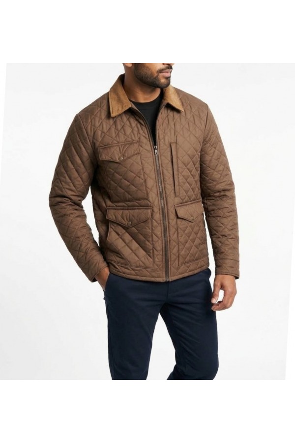 Kevin Costner Yellowstone Season 4 John Dutton Brown Quilted Jacket