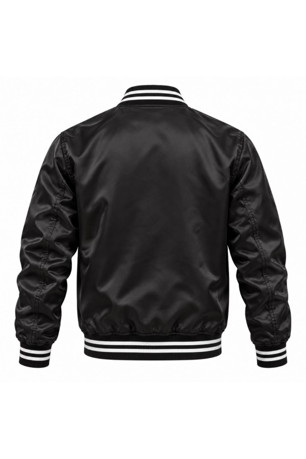 GTA VI Jason Duval Black Satin Bomber Jacket