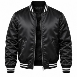 GTA VI Jason Duval Black Satin Bomber Jacket