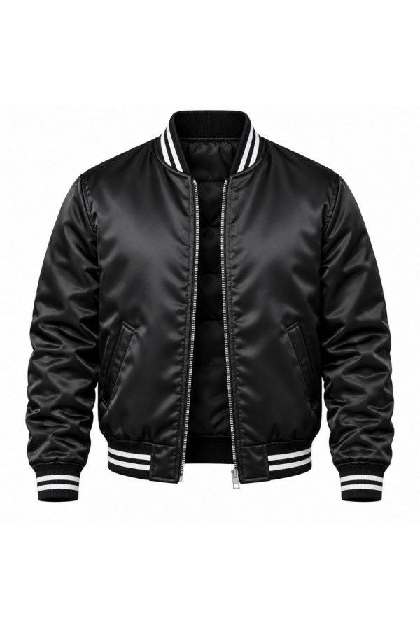 GTA VI Jason Duval Black Satin Bomber Jacket