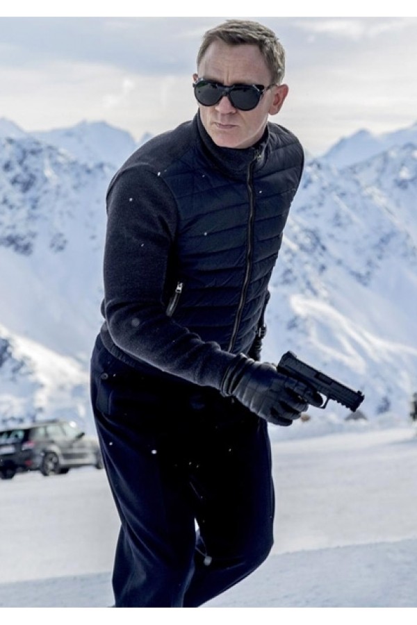 SPECTRE James Bond knitted sleeve bomber jacket Daniel Craig Bomber Jacket 