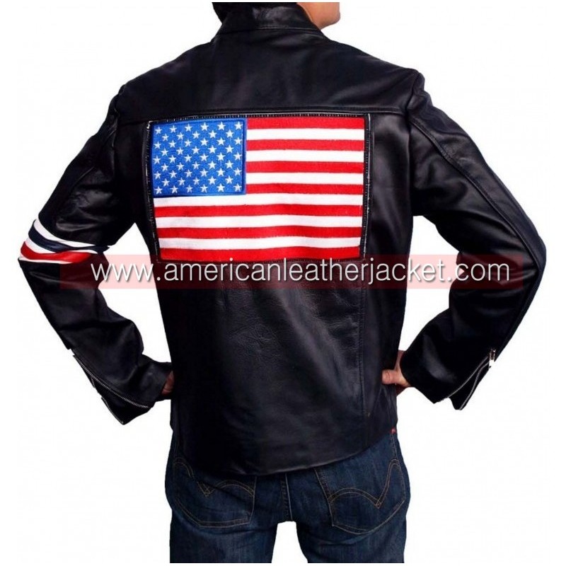 Easy Rider Captain America US Flag Leather Jacket - Motorcycle Jacket
