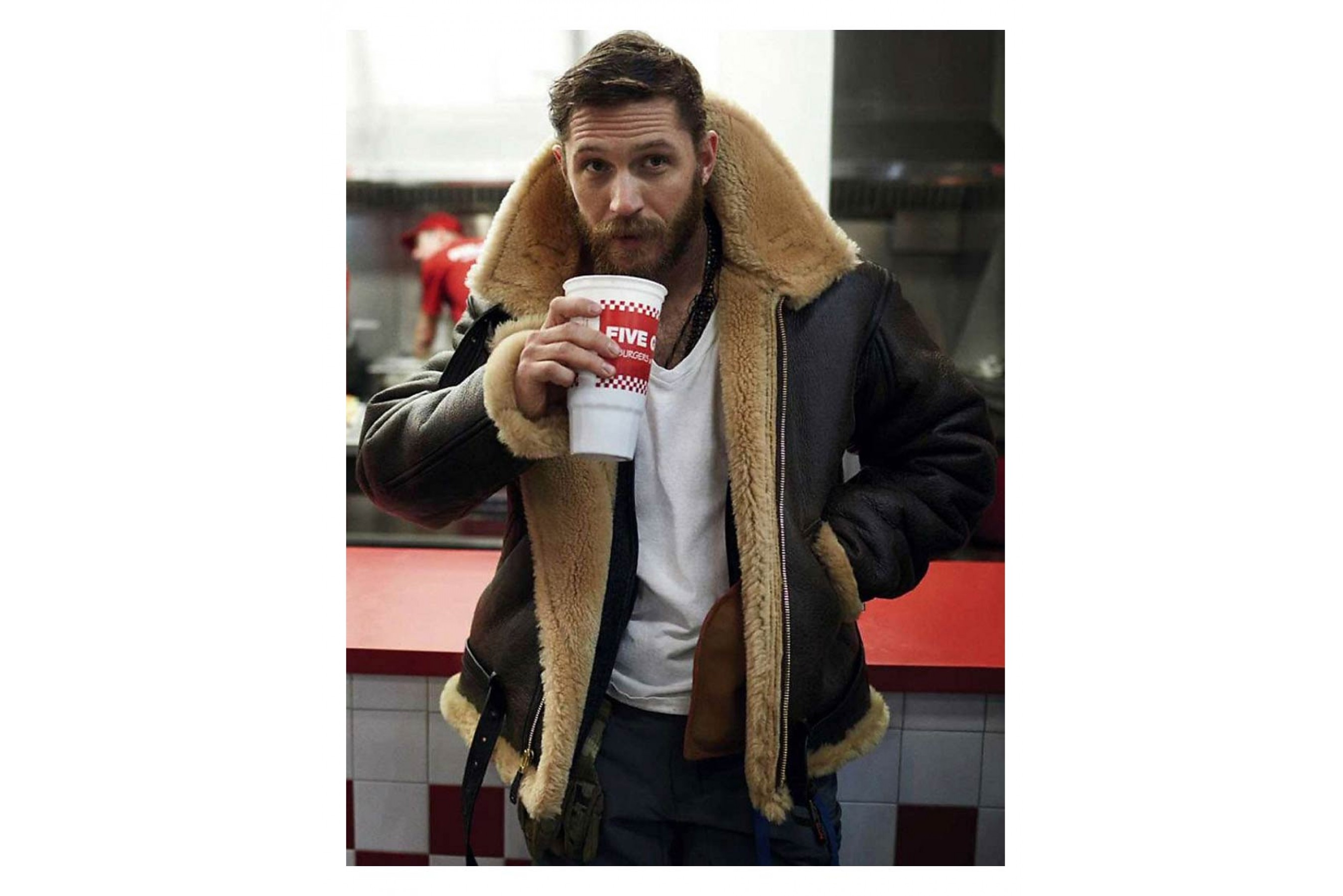 Tom Hardy Dunkirk Farrier Shearling Leather Jacket